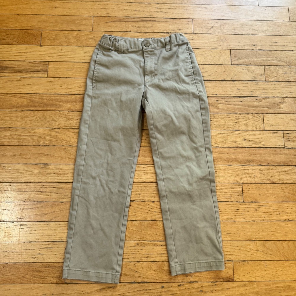 Cat & Jack Boys Khaki Straight Fit Chino Pants Size 8 Tan Adjustable Waist